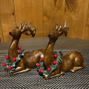 MWT Set of 2 Elegant Brown 7” Reindeer Holiday Decor